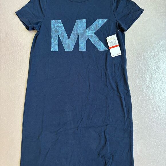 Michael Kors Women's XS Blue Graphic T-Shirt Dress Short Sleeve New w/‎ Tags - Picture 1 of 4